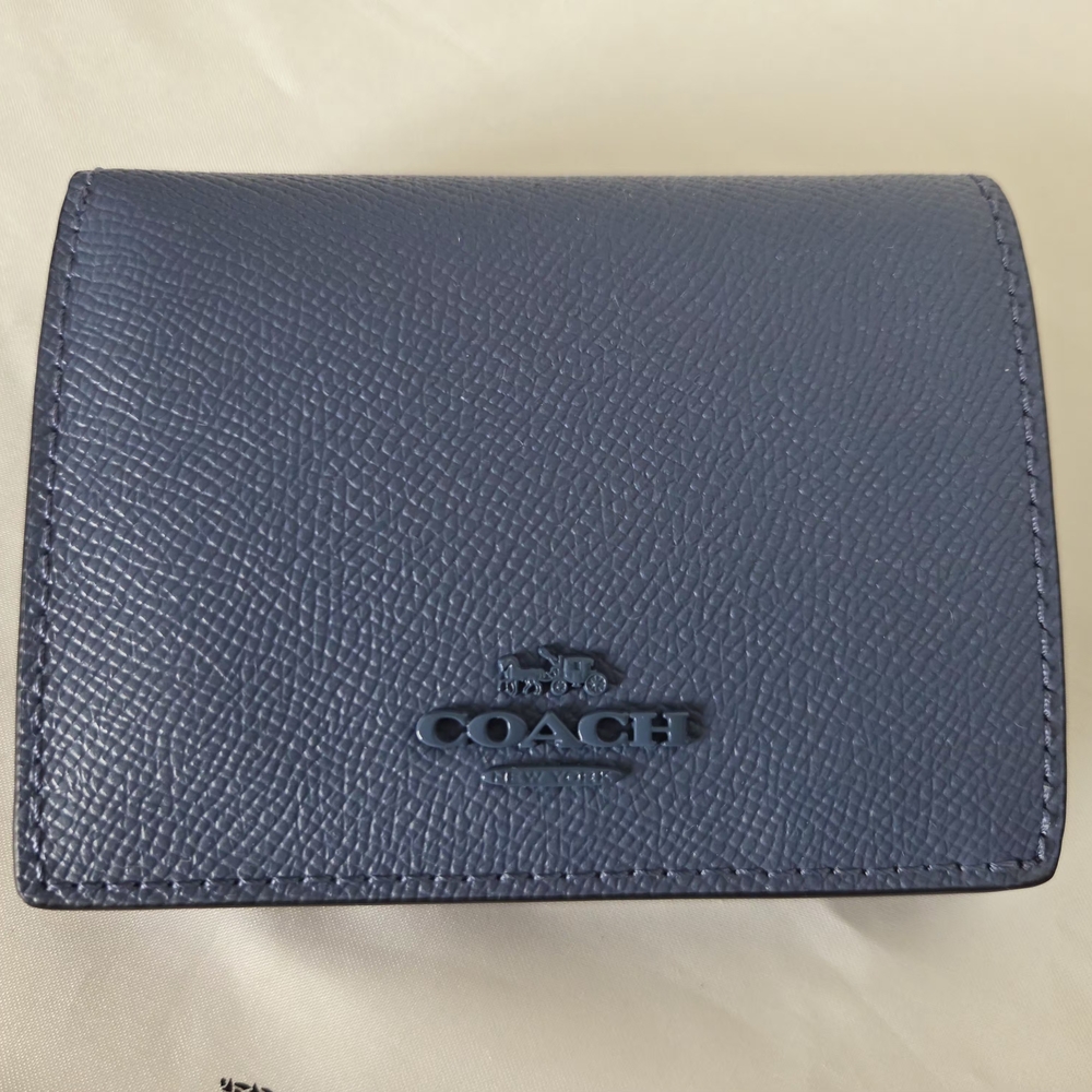 NWT Coach Crossgrain Leather Bifold Snap Wallet - Stone Blue